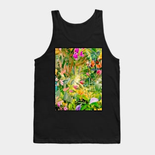 Cool tropical floral leaves botanical illustration, tropical plants,leaves and flowers, yellow leaves pattern Tank Top